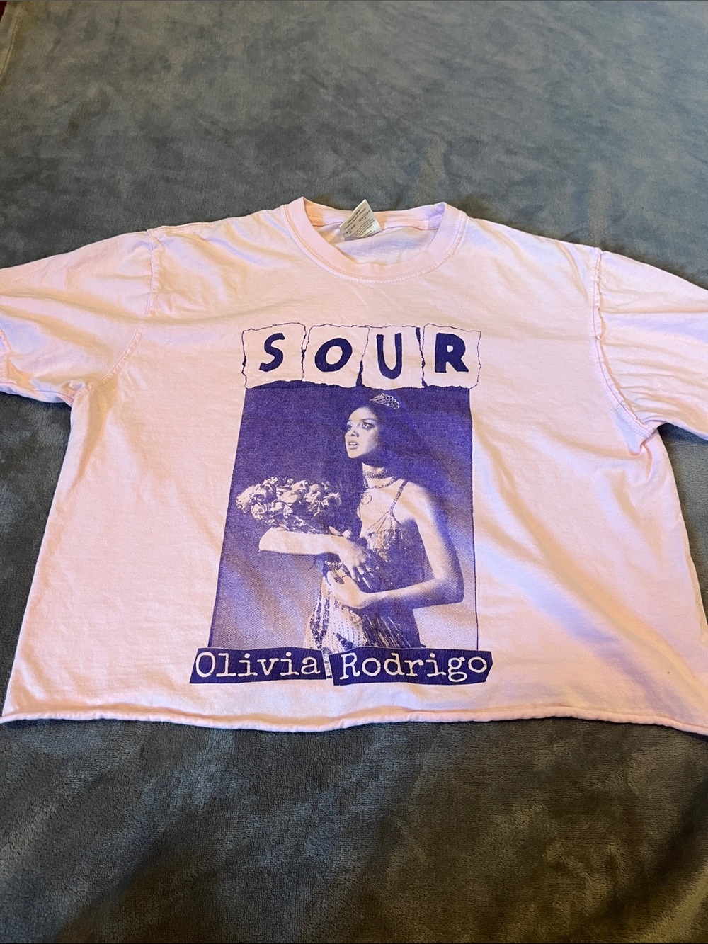 Comfort Colors Light Pink Olivia Rodrigo 'SOUR' Graphic Crop Tee